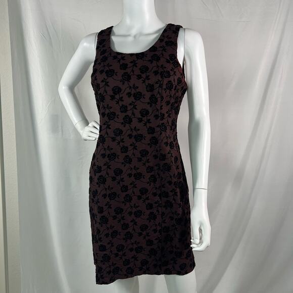 Vintage Studio C Maroon and Black Floral 2-Piece Dress and Jacket Set - Picture 2 of 16